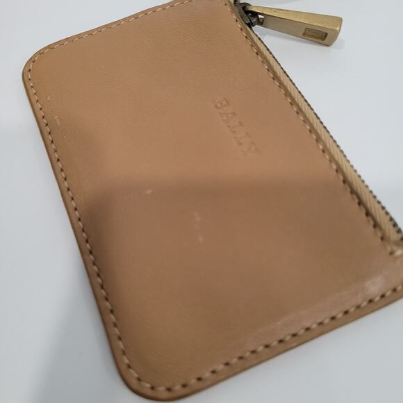 Auth Bally Brown Leather Mini Coin Case Small Wallet Pouch Zip 3x2 Strap Charm - Picture 7 of 9